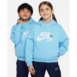 Nike SB Icon Sweatshirt Hoodie Kids Youth Size Large Blue Pullover Fleece Lined